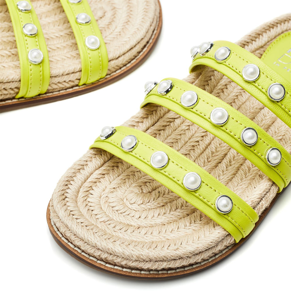 Orilla Lime Green Leather Sandals