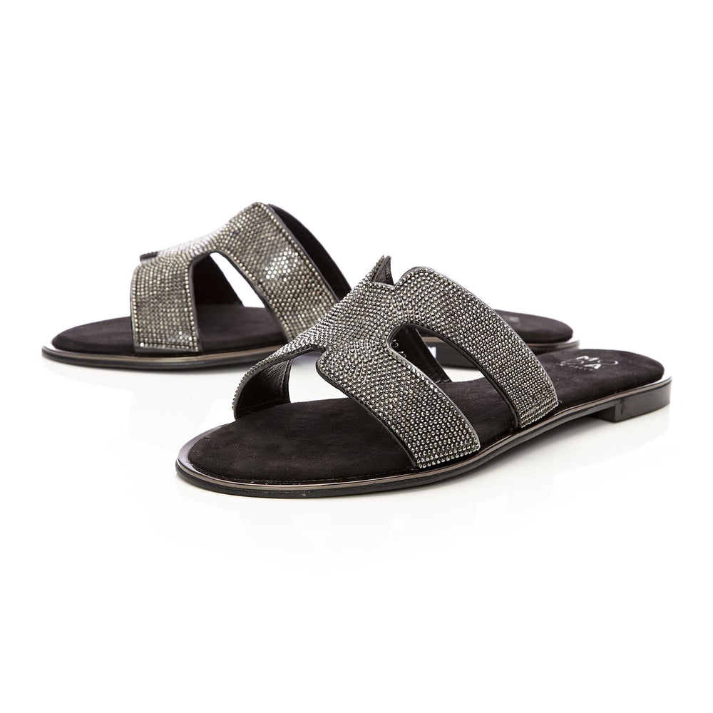 Ormay Black Textile Sandals