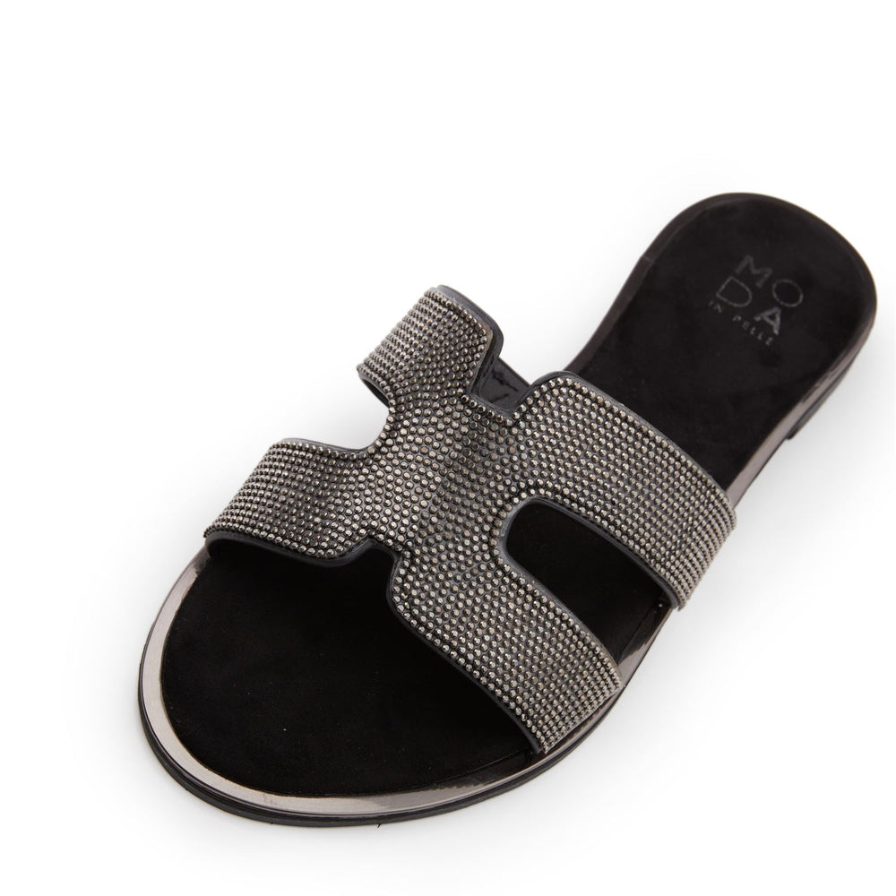 Ormay Black Textile Sandals