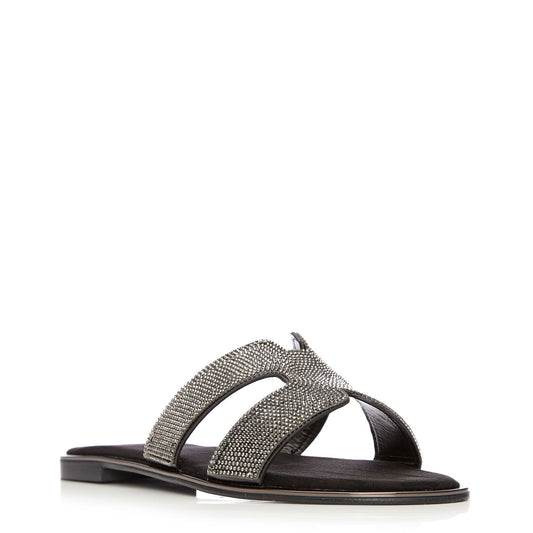 Ormay Black Textile Sandals