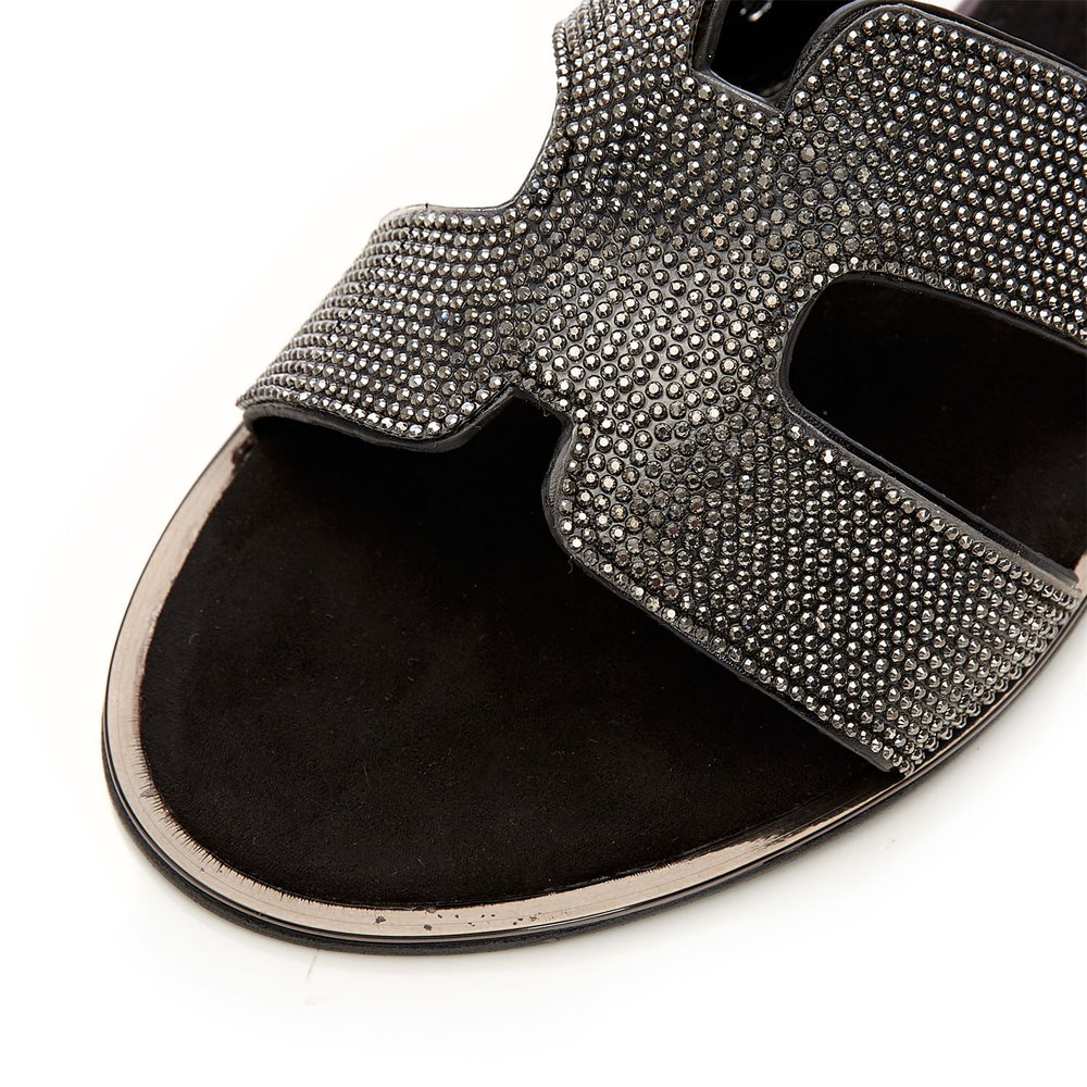 Ormay Black Textile Sandals
