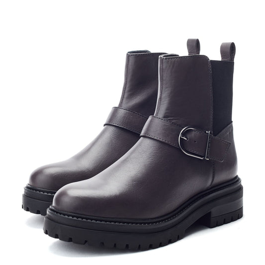 Othelia Grey Leather Boots