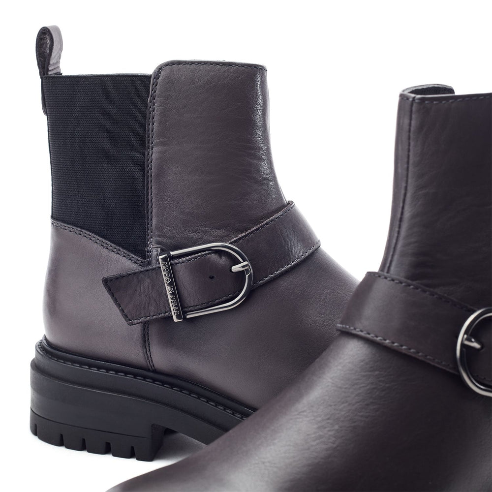 Othelia Grey Leather Boots
