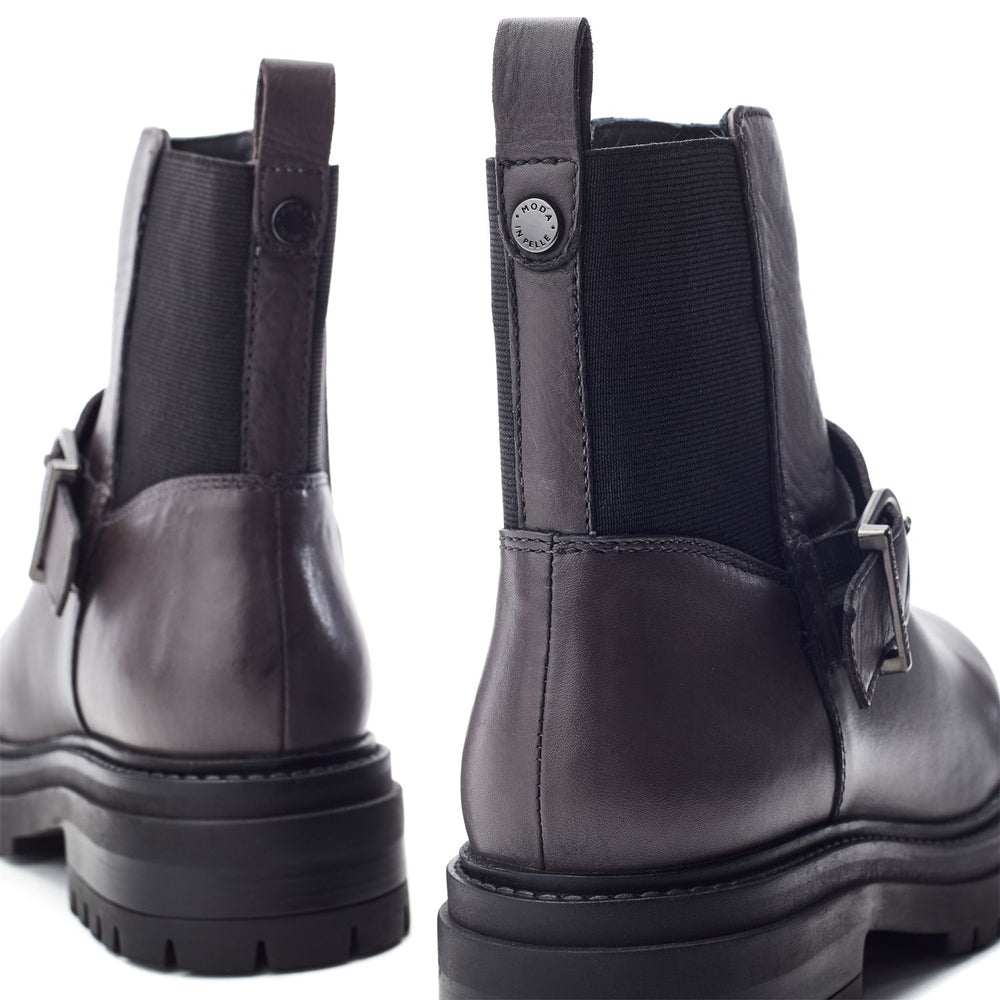 Othelia Grey Leather Boots