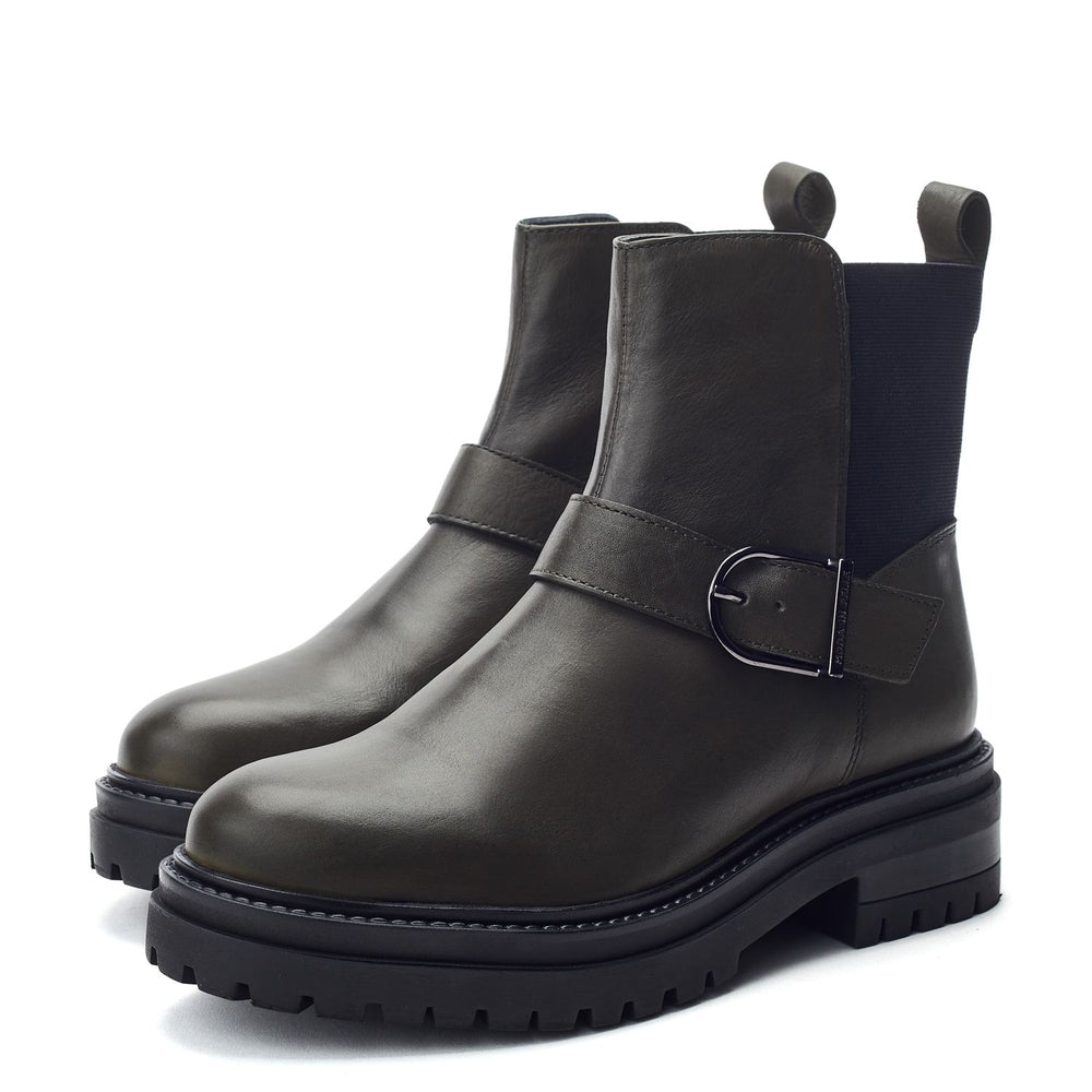 Othelia Khaki Leather Boots