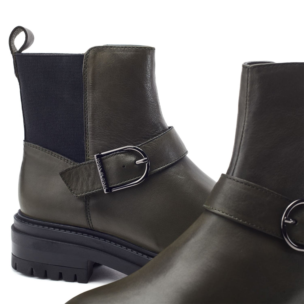 Othelia Khaki Leather Boots
