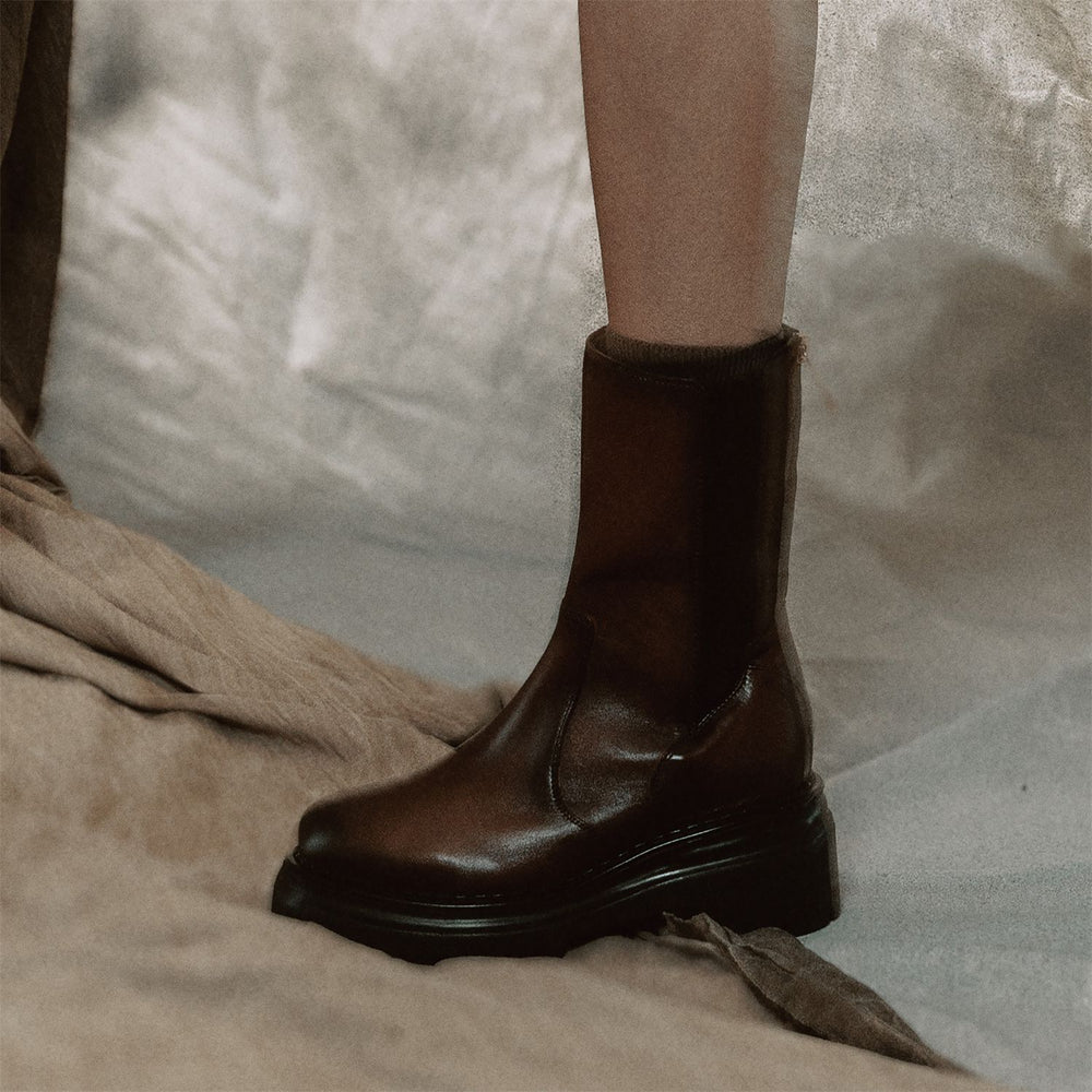 Oyari Dark Brown Leather Boots