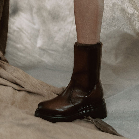 Oyari Dark Brown Leather Boots