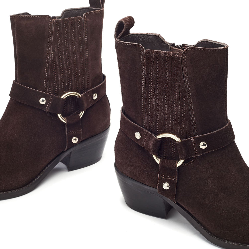 Pailia Dark Brown Suede Boots