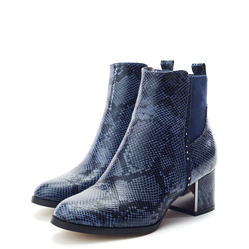 Panora Navy Snake Print Boots