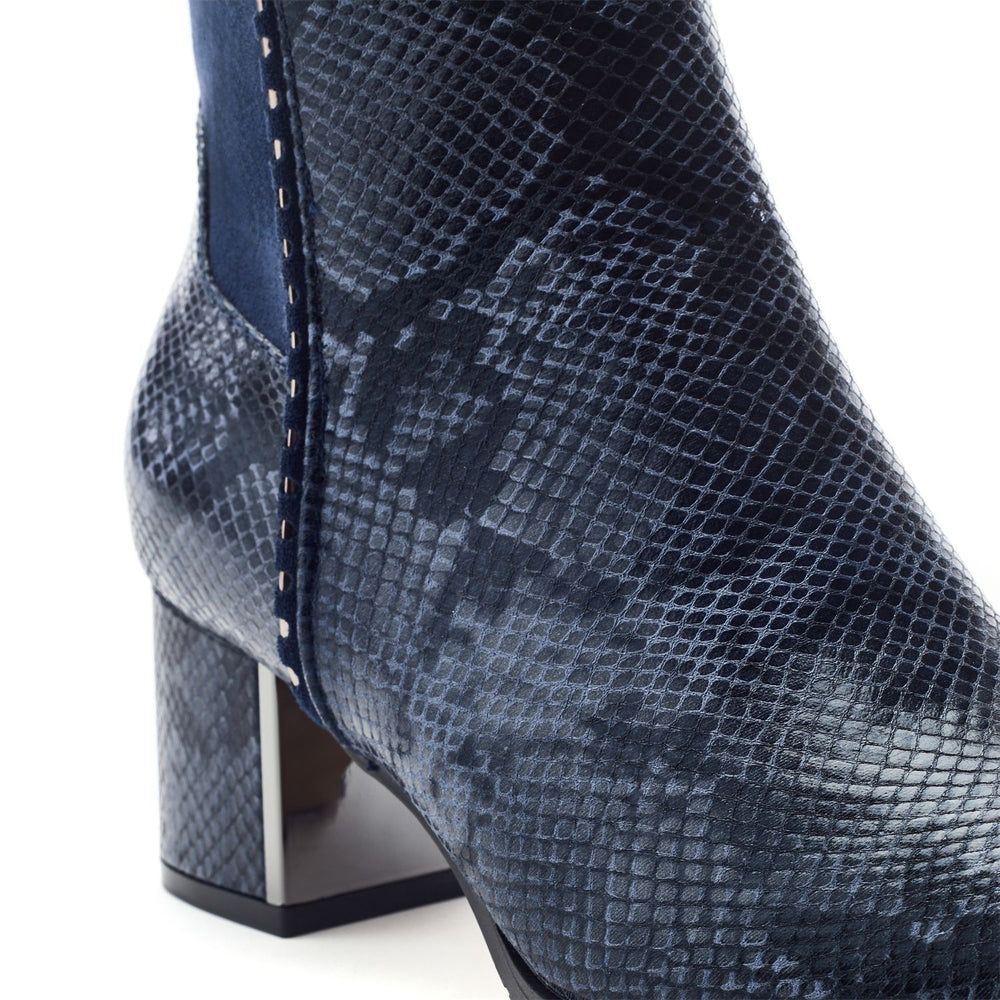 Panora Navy Snake Print Boots