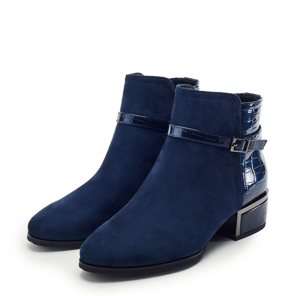 Parella Navy Croc Print Porvair Boots