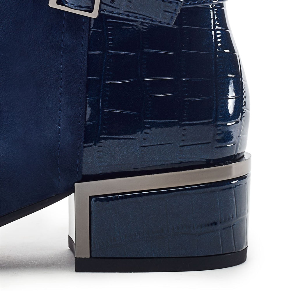 Parella Navy Croc Print Porvair Boots