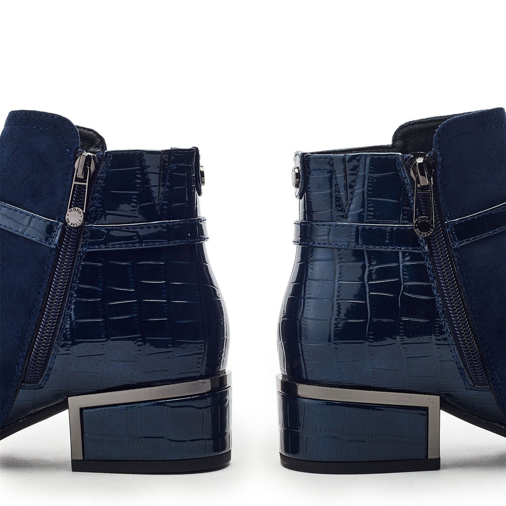 Parella Navy Croc Print Porvair Boots