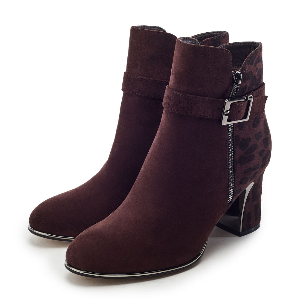 Parthenia Dark Brown Alcantara Boots