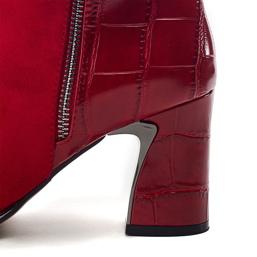 Parthenia Dark Red Faux Suede Boots