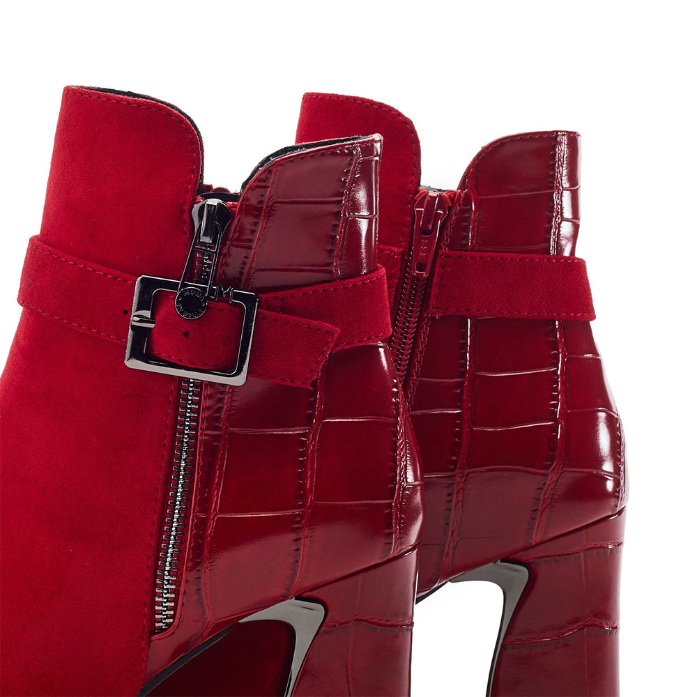 Parthenia Dark Red Faux Suede Boots