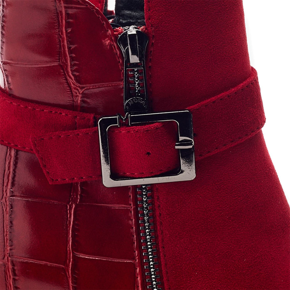 Parthenia Dark Red Faux Suede Boots