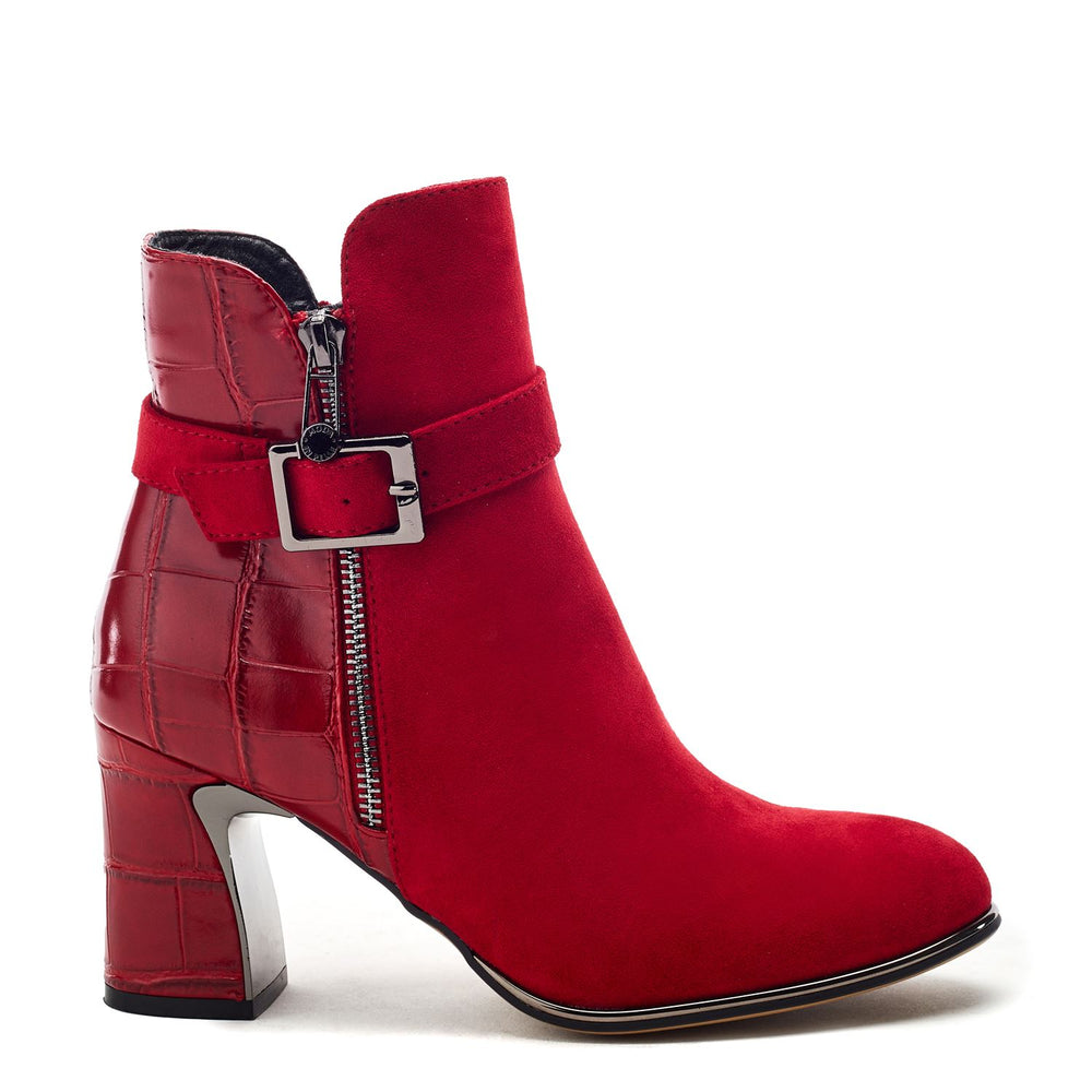 Parthenia Dark Red Alcantara Boots