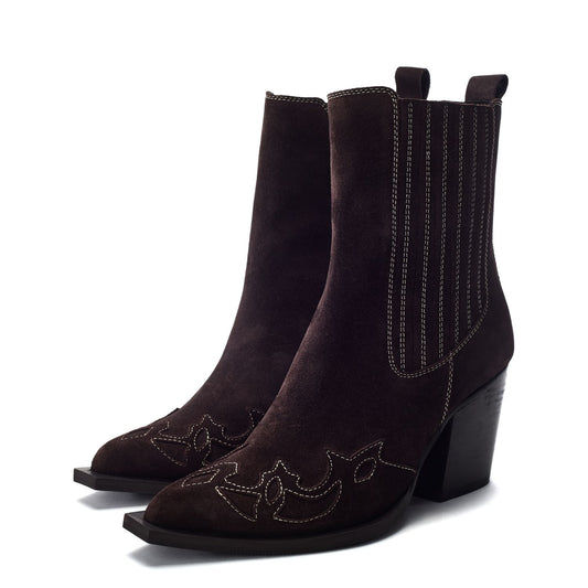 Pavia Dark Brown Suede Boots