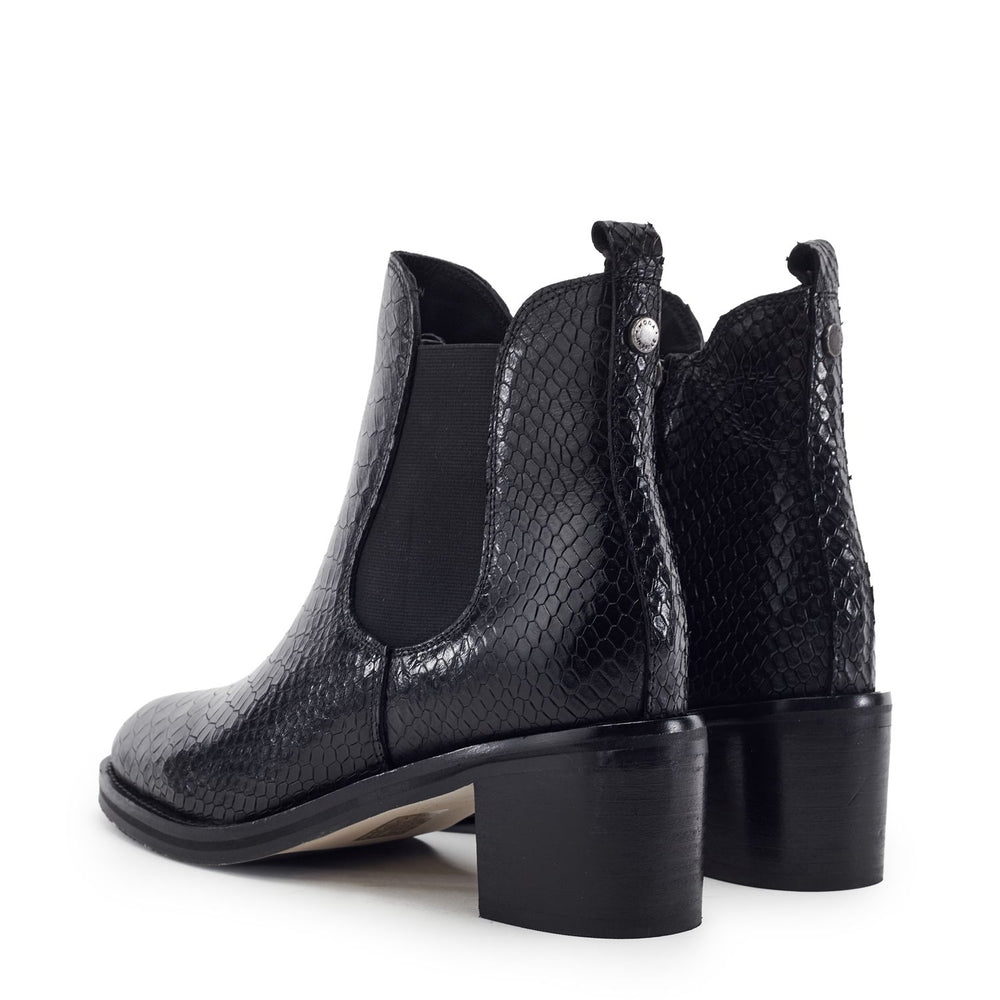 Payten Black Snake Print Leather Boots