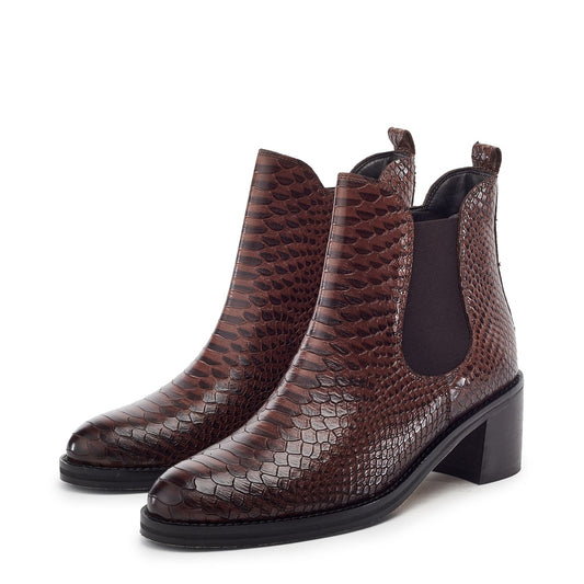 Payten Tan Snake Print Leather Boots