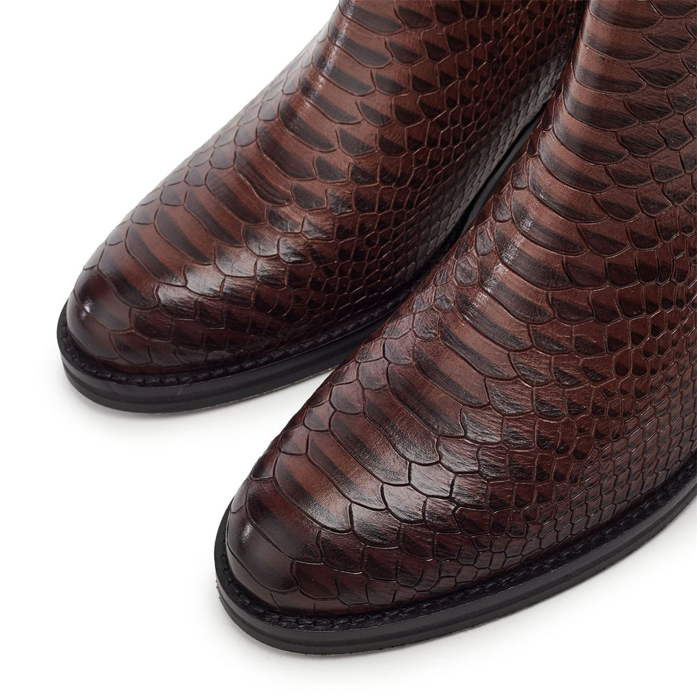 Payten Tan Snake Print Leather Boots