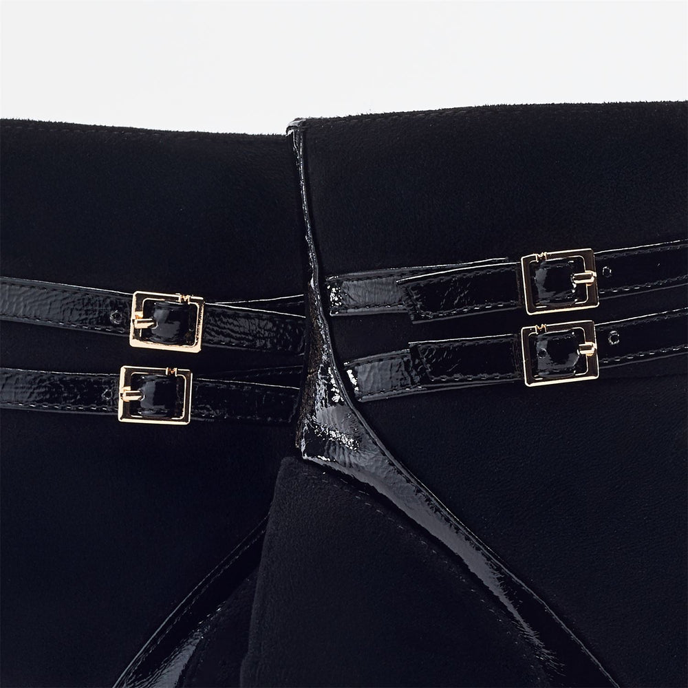 Pelaria Black Faux Suede Boots