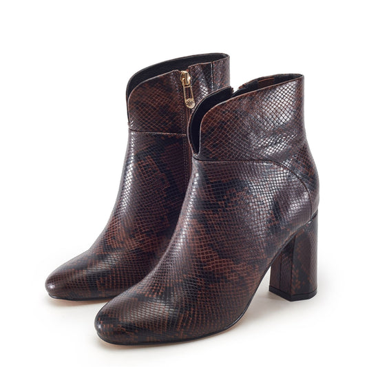 Percival Dark Brown Snake Print Boots