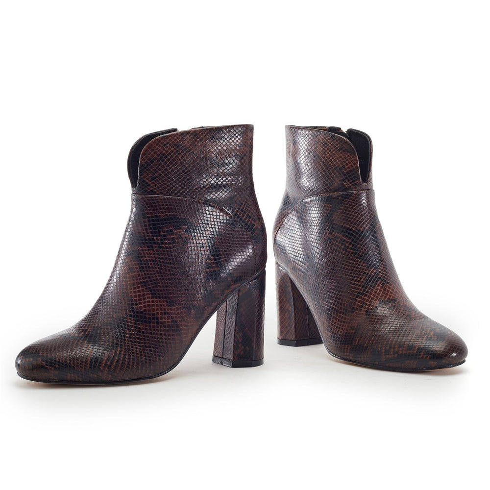 Percival Dark Brown Snake Print Boots