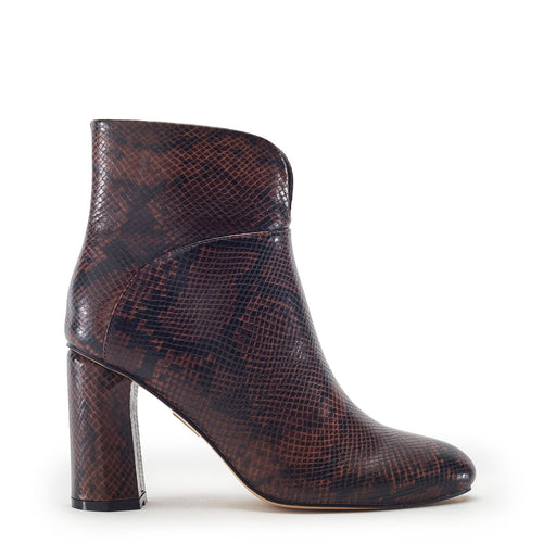 Percival Dark Brown Snake Print Boots