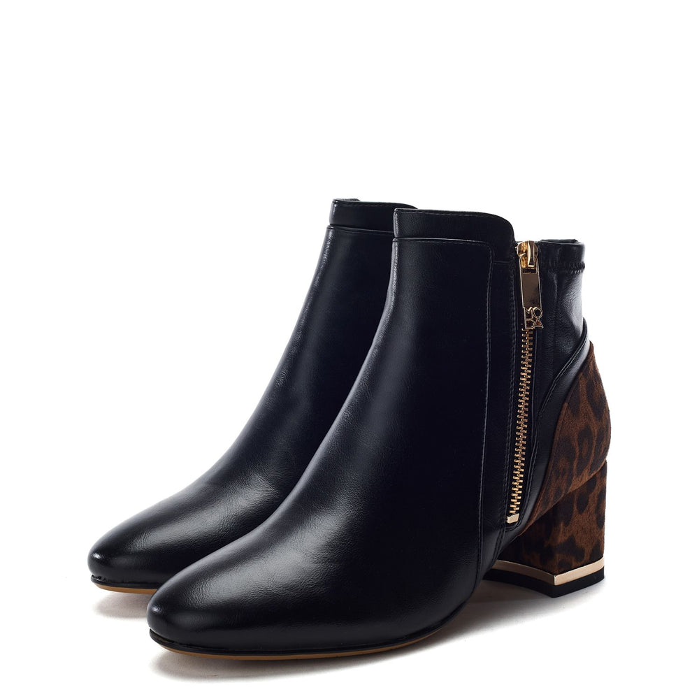 Pesar Black - Leopard Alcantara Boots
