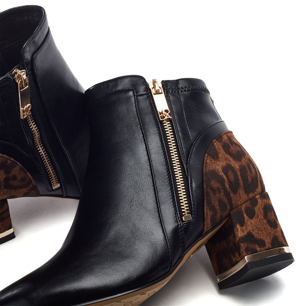 Pesar Black - Leopard Alcantara Boots