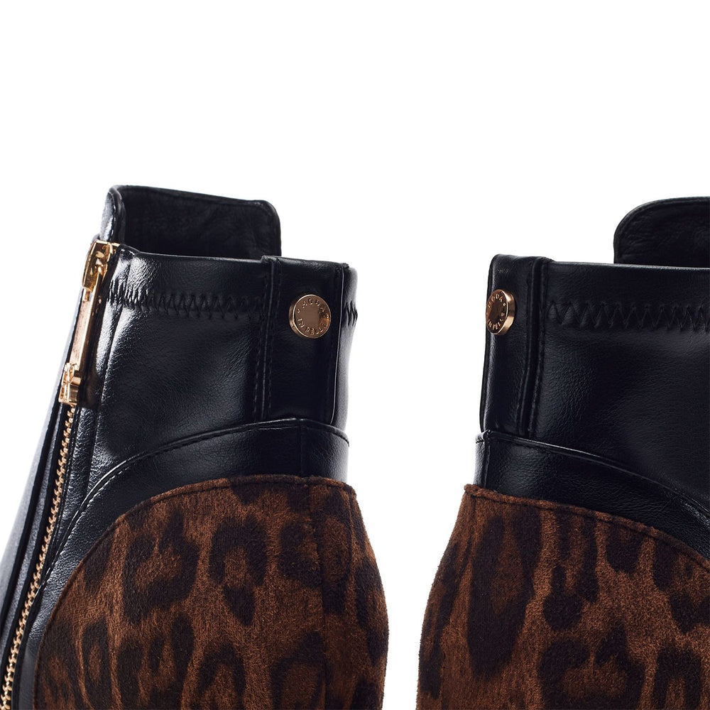 Pesar Black - Leopard Alcantara Boots