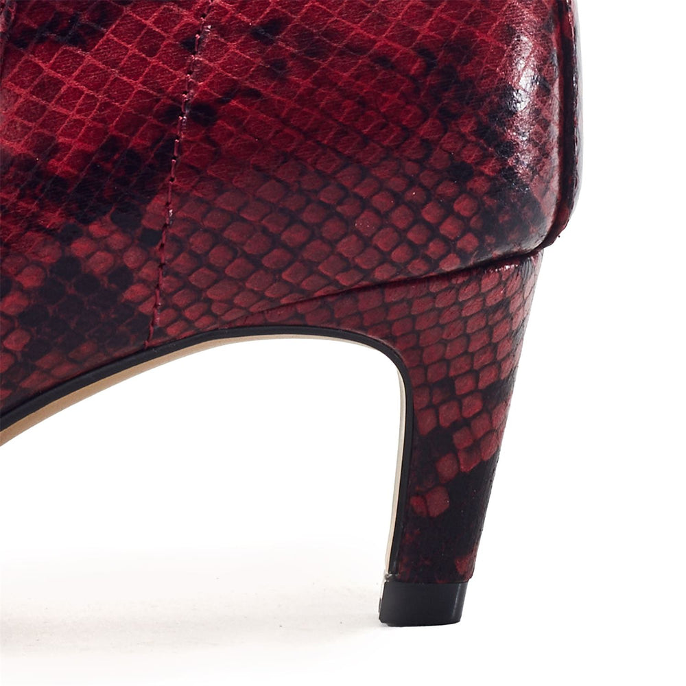 Philomena Dark Red Snake Print Boots