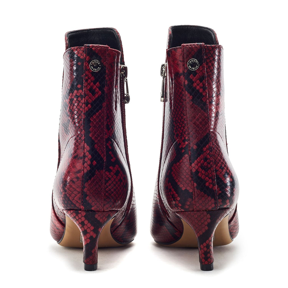 Philomena Dark Red Snake Print Boots