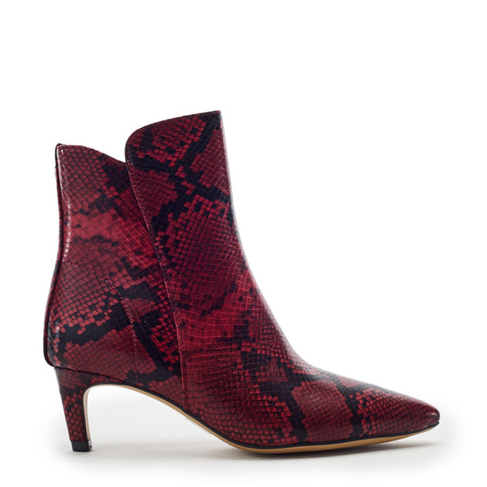 Philomena Dark Red Snake Print Boots