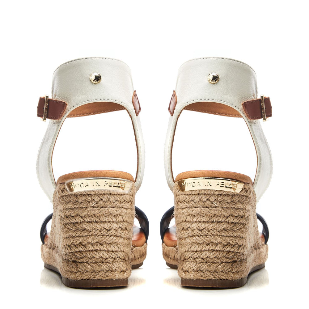 Phyllis Navy-White Leather Sandals