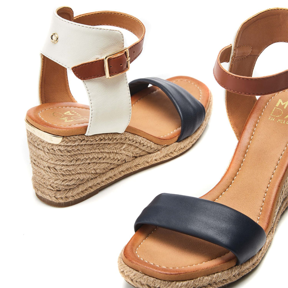 Phyllis Navy-White Leather Sandals