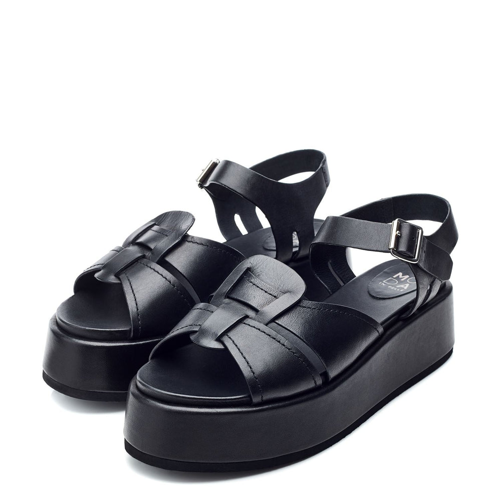 Pippaa Black Leather Sandals