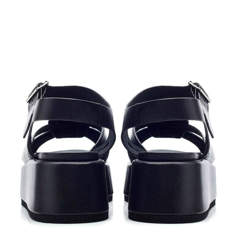Pippaa Black Leather Sandals