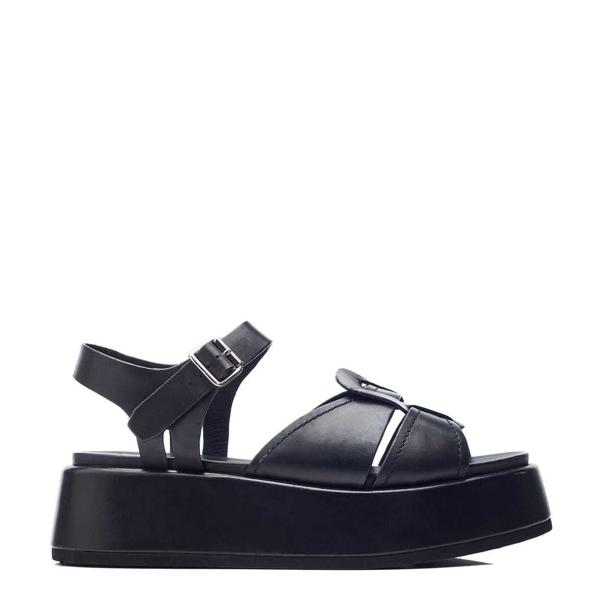 Pippaa Black Leather Sandals