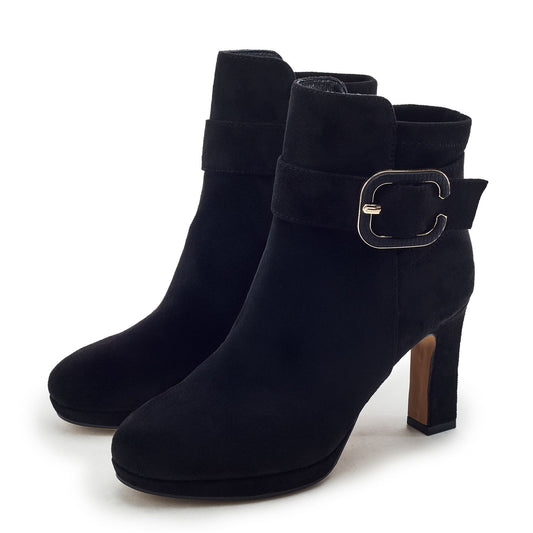 Poppina Black Faux Suede Boots