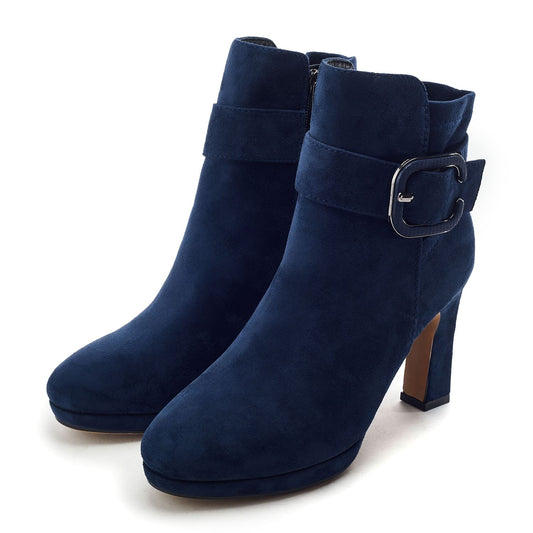 Poppina Navy Alcantara Boots