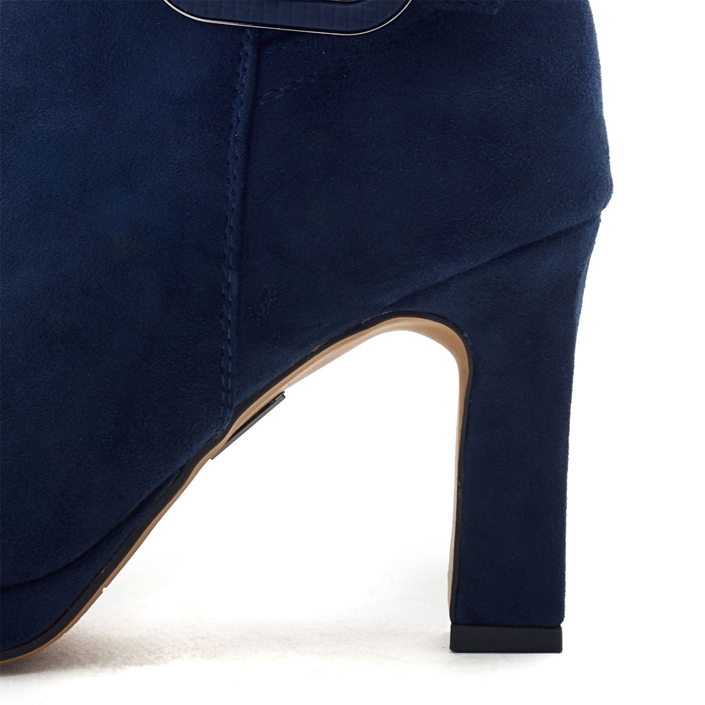 Poppina Navy Faux Suede Boots