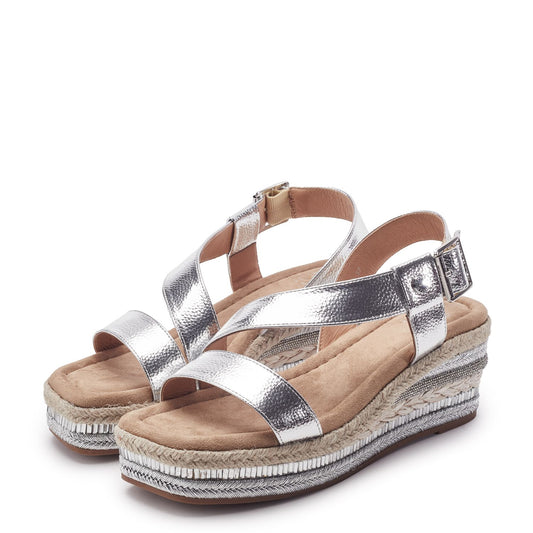 Poseo Silver Alcantara Sandals