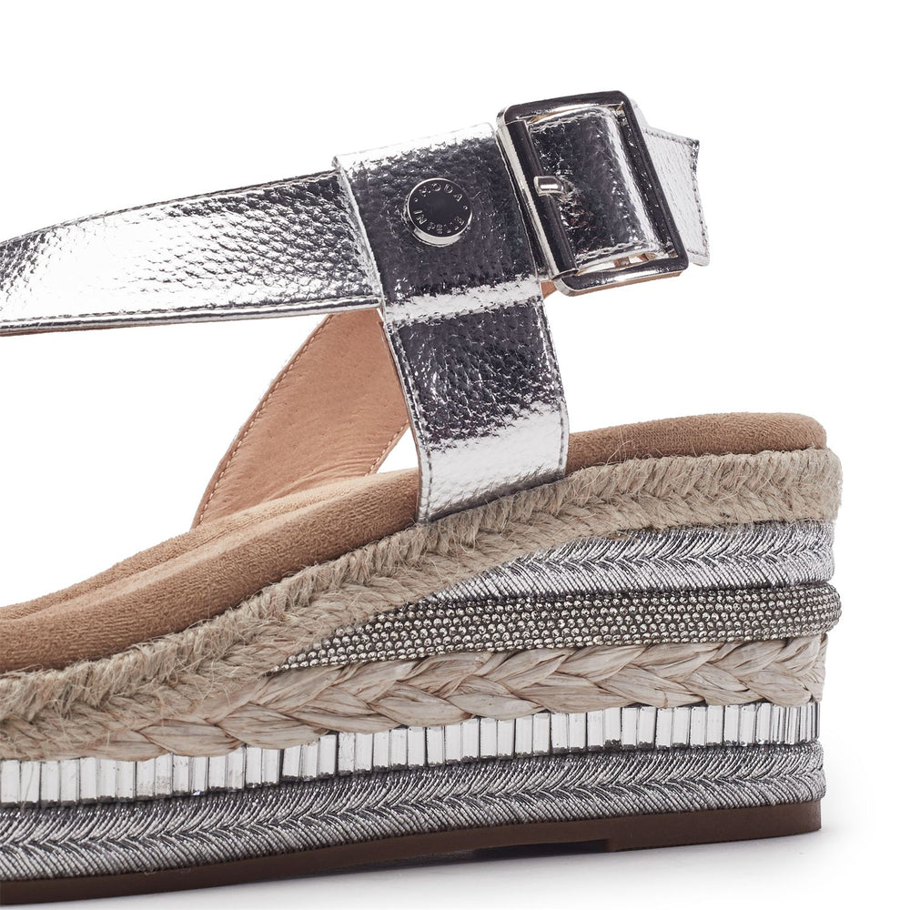 Poseo Silver Alcantara Sandals