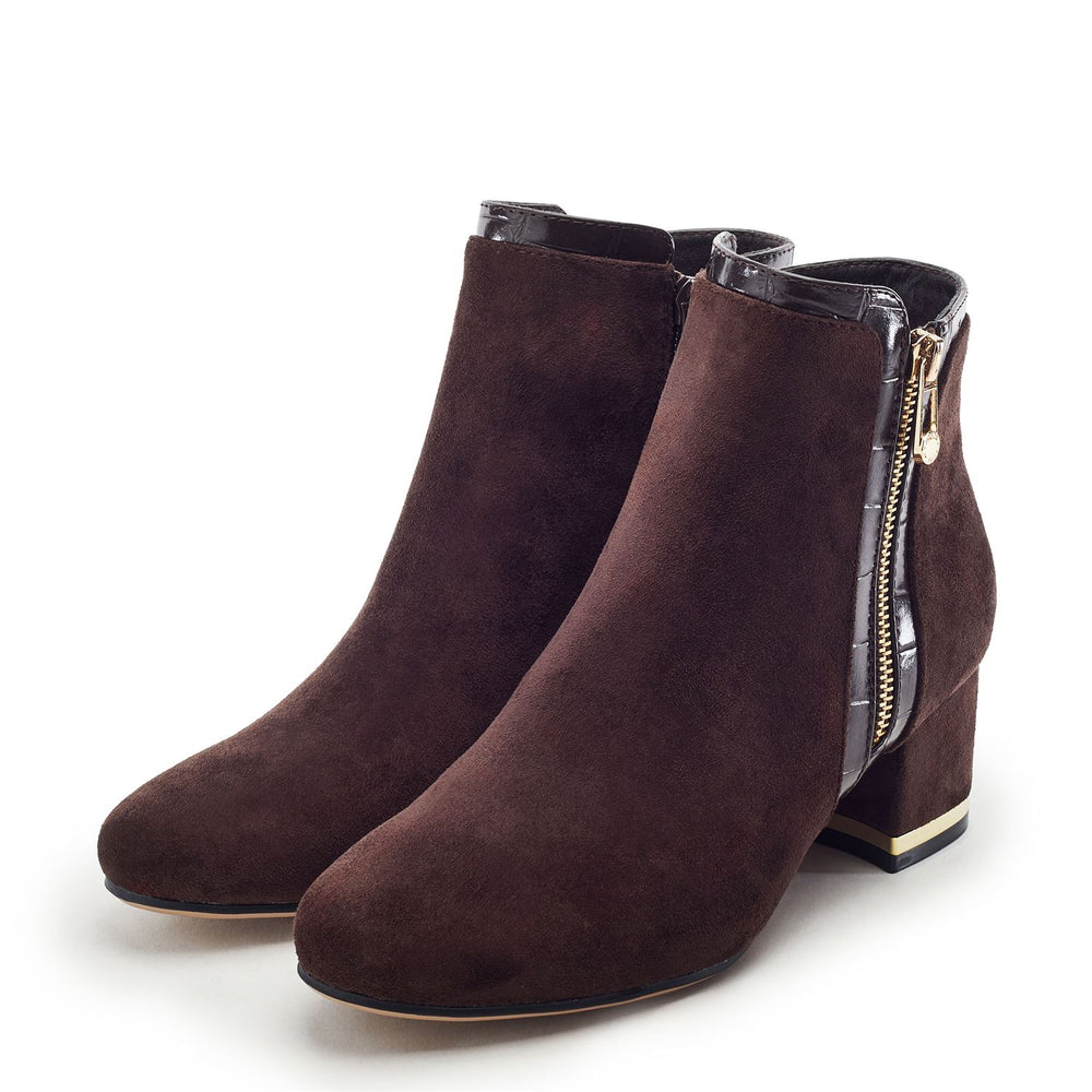 Pressie Dark Brown Alcantara Boots