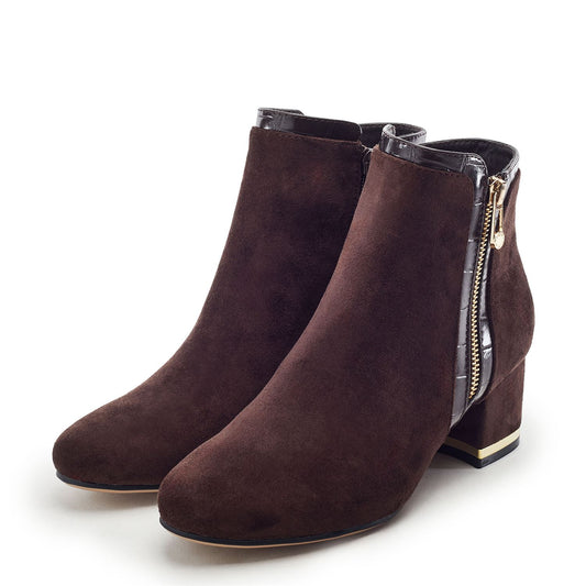 Pressie Dark Brown Alcantara Boots