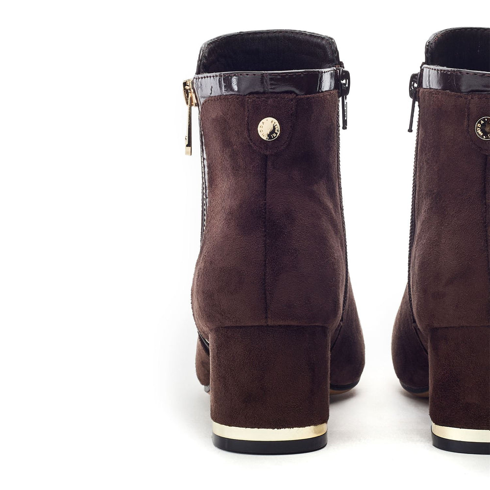 Pressie Dark Brown Alcantara Boots